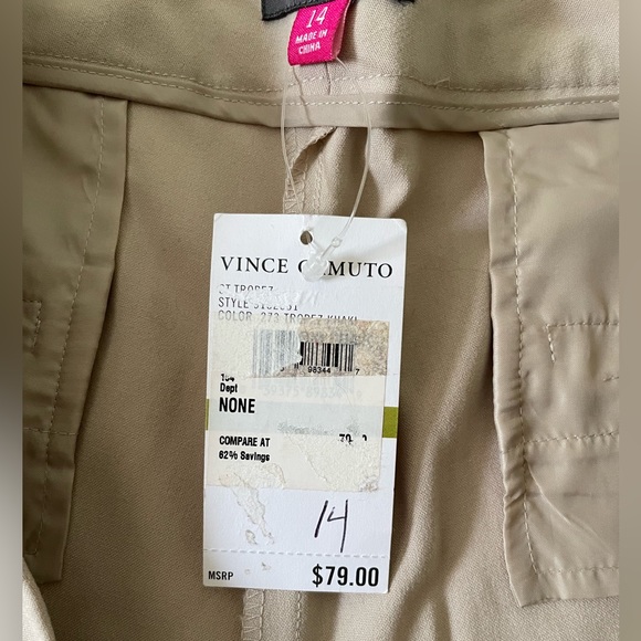 Vince Camuto Dress Pants Slacks 14 St. Tropez Khaki Large - Picture 7 of 8